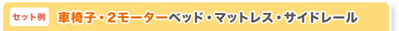 セット例 車椅子・２モーターベッド・マットレス・サイドレール