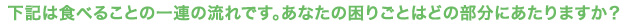 下記は食べることの一連の流れです。あなたの困りごとはどの部分にあたりますか？