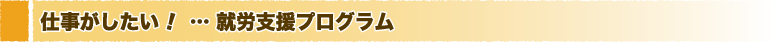 仕事がしたい！ … 就労支援プログラム